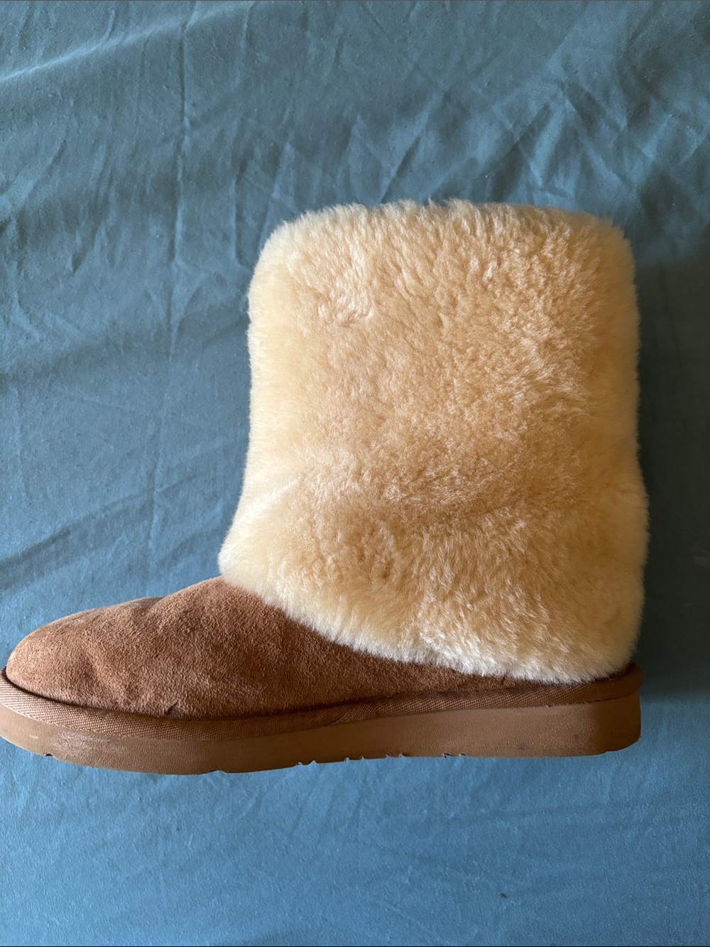 UGG Women's Shearling Winter Boot in Chestnut Suede and Cream Shearling